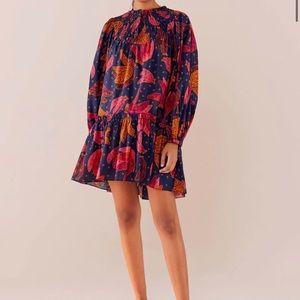 FARM RIO Patchwork Bananas Babydoll Dress XS